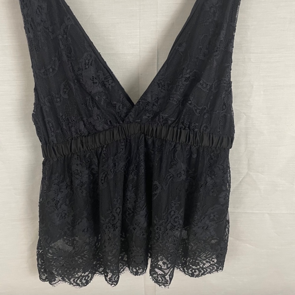 Free People lace v-neck loose fit black blouse women’s Size Small - Picture 8 of 14